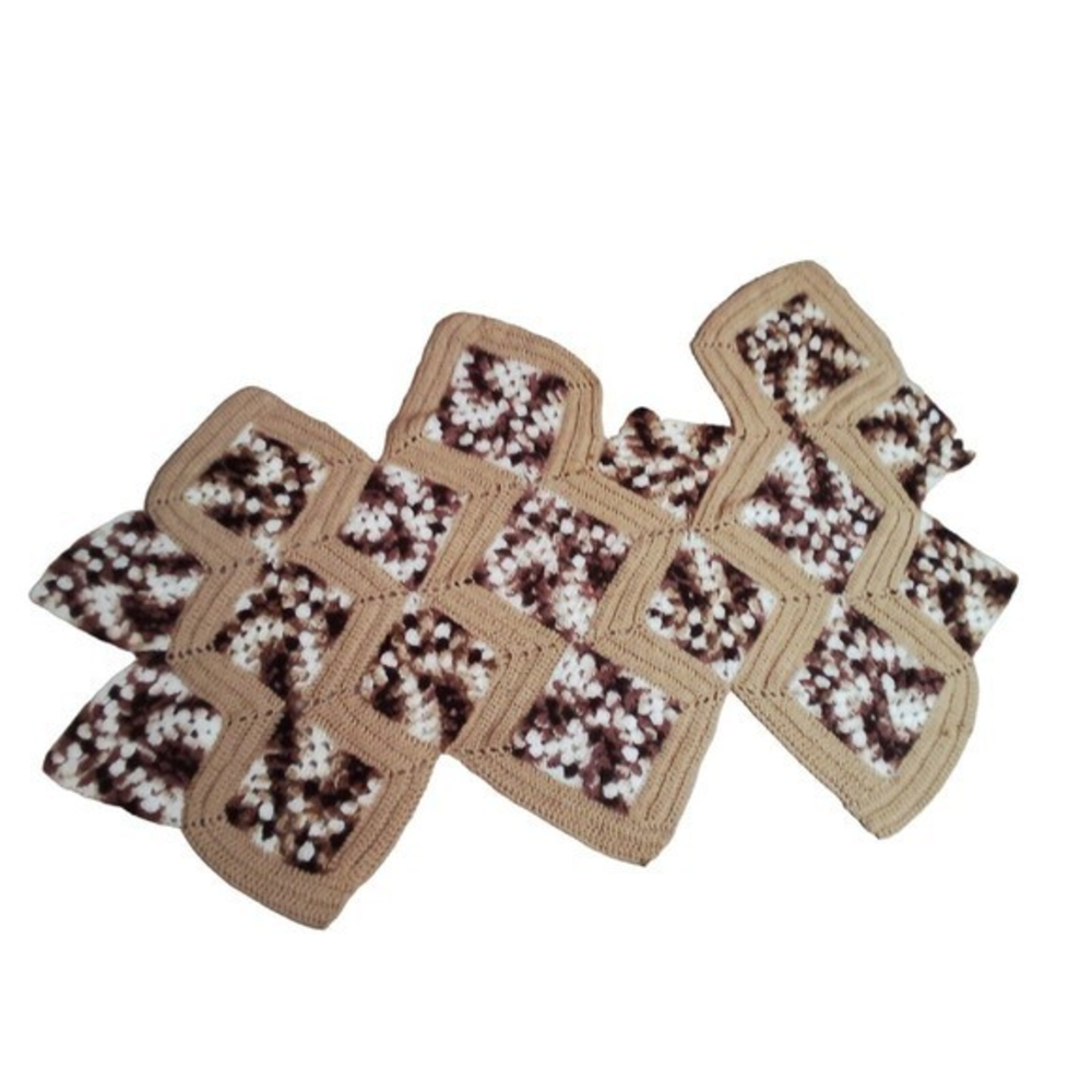 Crocheted Homemade Handmade Custom Unique Shaped Throw Blanket Measures 52 In...